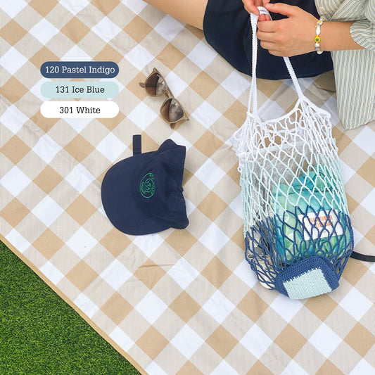 Yarn-a DIY Kits - Chablis Check Net Flower Pocket Bag