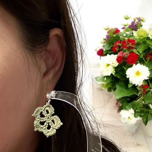 Handmade Crochet Earrings - Simple Leaves
