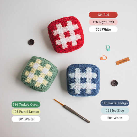 Yarn-a DIY Kits - Chablis Check Net Flower Pocket Bag