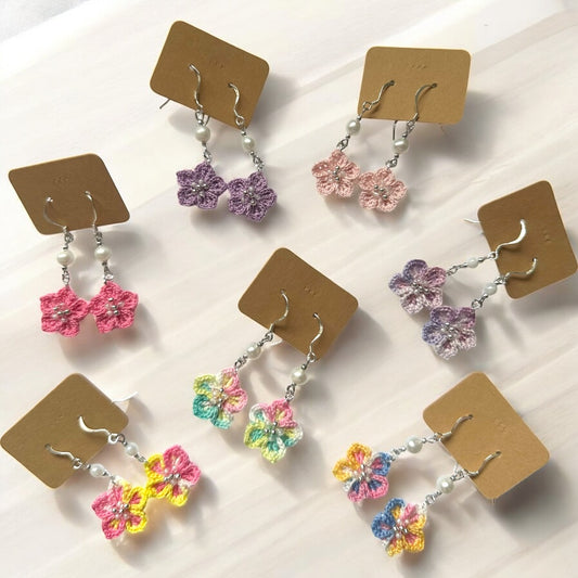 Handmade Crochet Earrings - Flowers