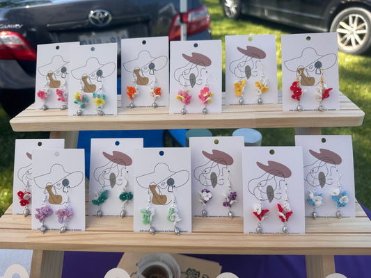 Handmade Crochet Earrings - 3D Flowers
