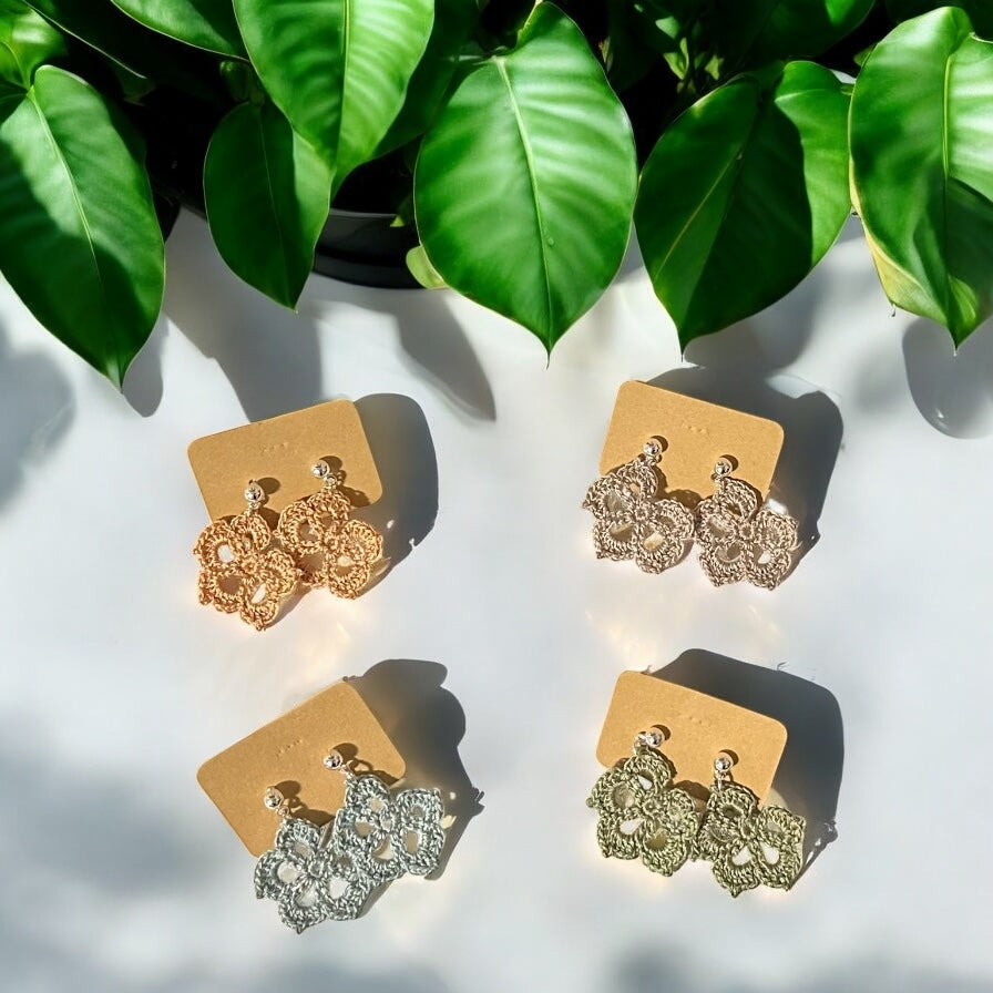 Handmade Crochet Earrings - Simple Leaves