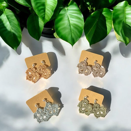 Handmade Crochet Earrings - Simple Leaves