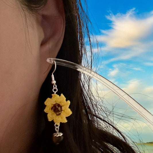 Handmade Crochet Earrings - Sunflower & Fish