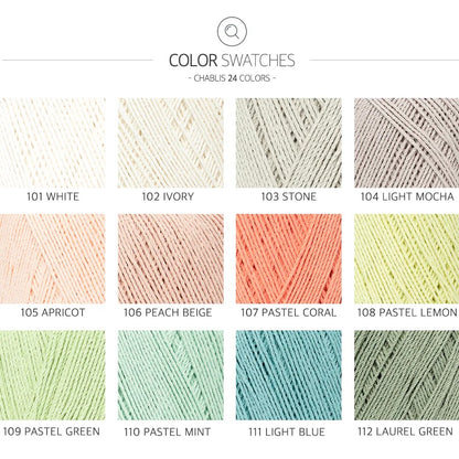 100% Cotton Soft and Durable - Chablis 60g - Best for Crochet